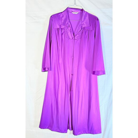 Vintage Lot Vanity Fair Purple/Teal Nightgown Robe Size S/M USA 1970s Loungewear - Picture 2 of 9